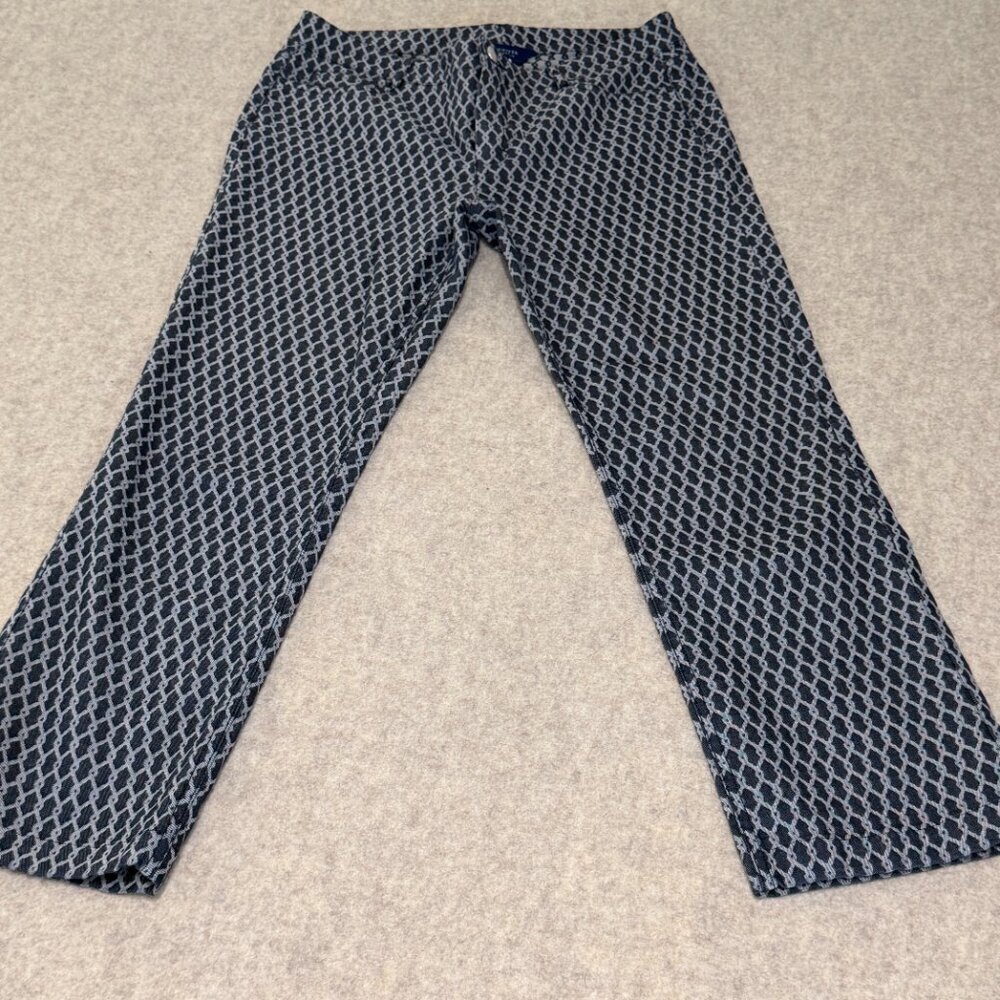 Doncaster Collection Blue Geometric Bootcut Pants Stretch Size 8 - Picture 2 of 13